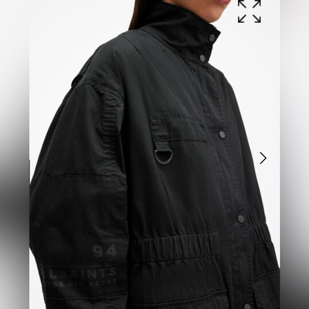 NWT AllSaints Black Utility Jacket Back Logo Graphic Print - Picture 6 of 13